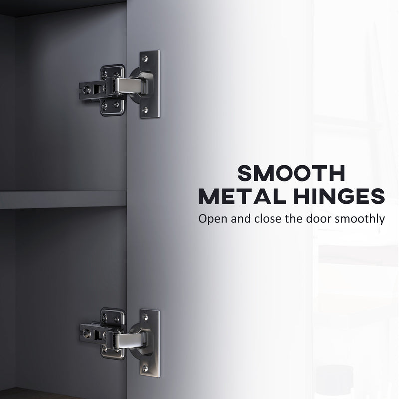 HOMCOM Bathroom Cabinet Wall Mounted Mirror Storage With Shelves Grey