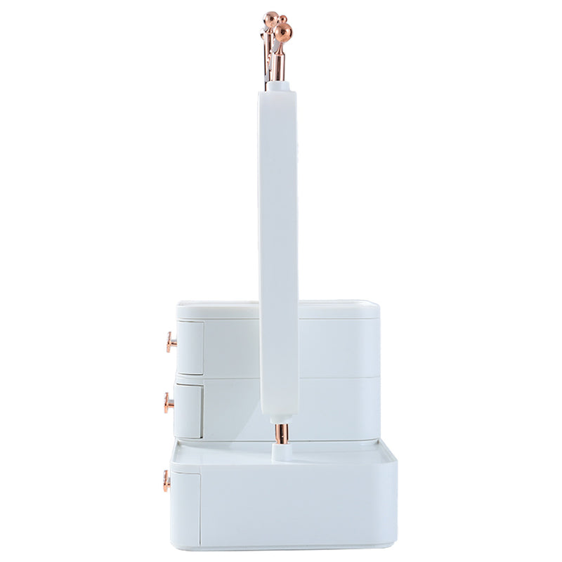 Sheonly Jewelry Organizer with Rotating Mirror and Makeup Storage Box