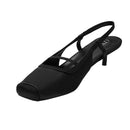 Pair Of Solid Slingback Pumps Low Heels -Black
