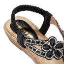 T-Strap Flat Summer Sandals - Black