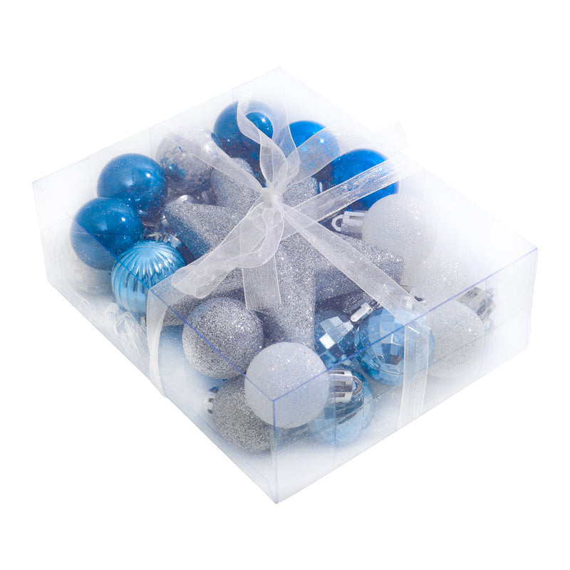 Lifeideas 30 Pieces Shatterproof Christmas Tree Ornament Set Xmas Bauble and Snowflake Tree Topper