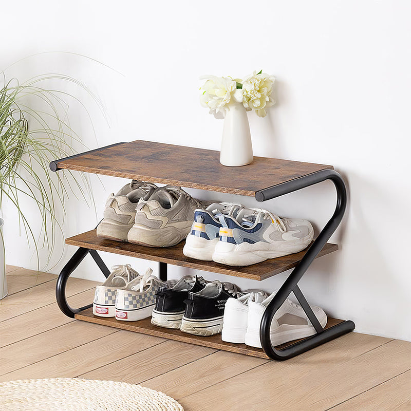 Lifeideas Rustic S-frame Shoe Rack 3-Tier Shelf