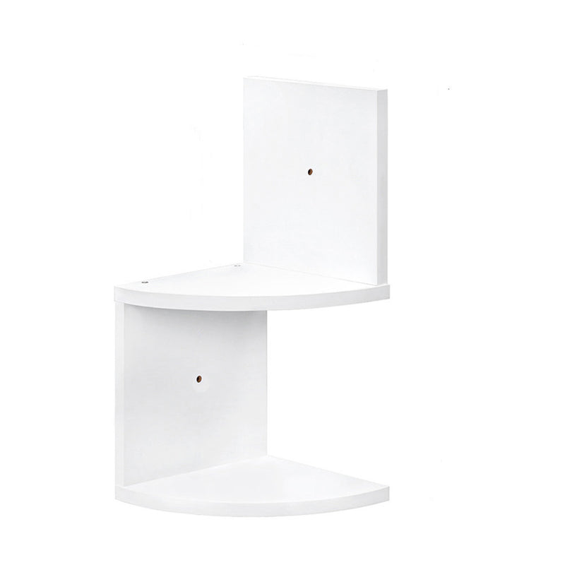 Livingandhome Wooden Zigzag Floating Corner Shelves 2-Tier White