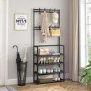 Livingandhome Entryway 4 Tier Shoe Rack with Coat Hanger