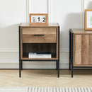 Livingandhome Brown Wooden Bedside Table Single Drawer