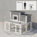 PawHut Wooden Rabbit Hutch, Outdoor Bunny Cage with Waterproof Roof