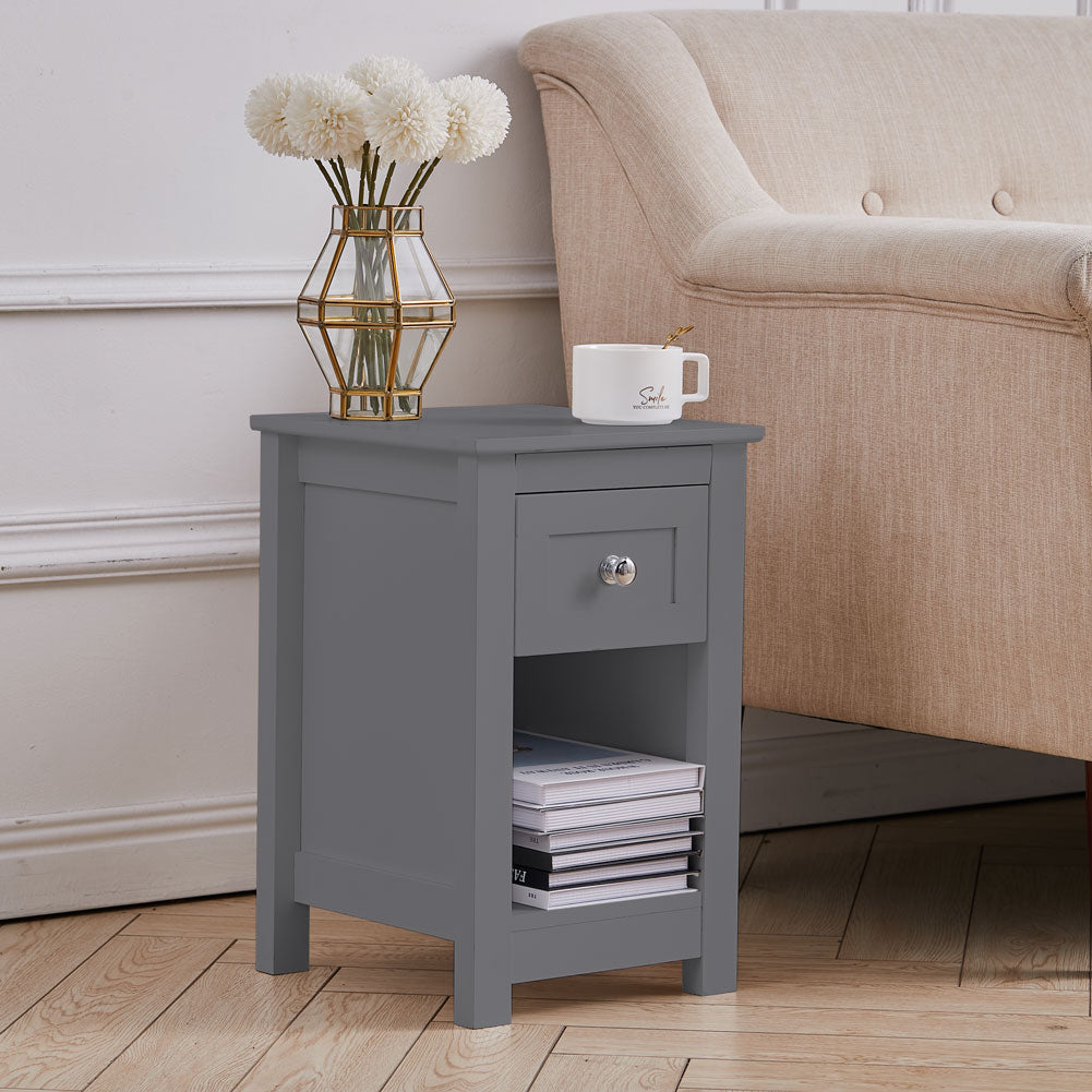 Livingandhome Side Table with Open Cabinet and Drawer