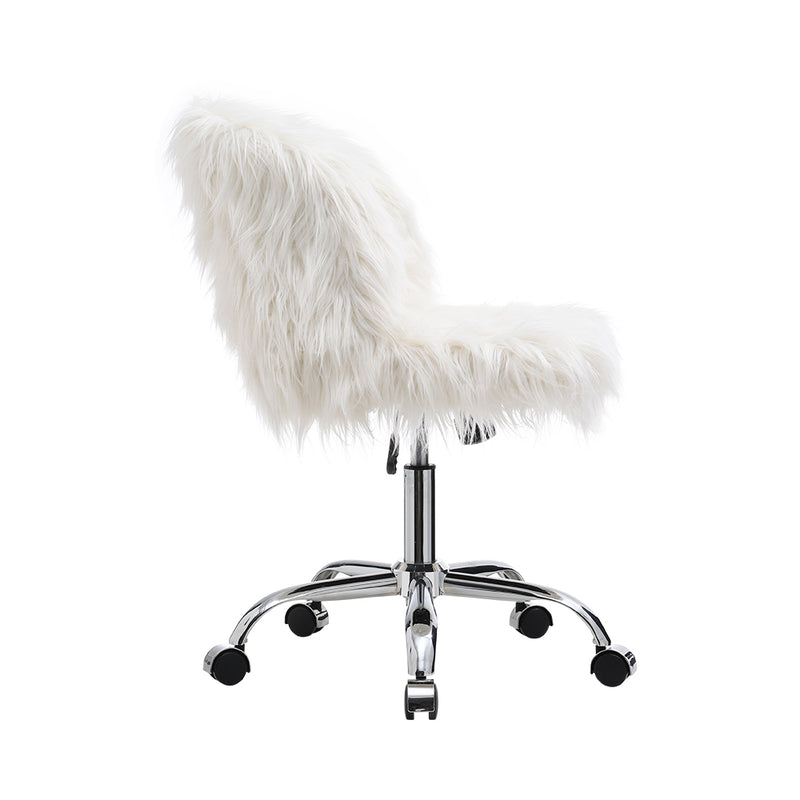 Livingandhome Faux Fur Swivelling Adjustable Office Chair
