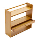 Livingandhome Natural Bamboo 3-Tier Desk Bookshelf