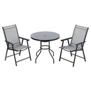 Breeins Outdoor Tempered Glass Garden Table With 2 Foldable Chairs