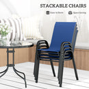 Outsunny 5 PCs Garden Furniture Set, Round Table And Stackable Chairs, Blue