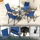 Outsunny 5 PCs Garden Furniture Set, Round Table And Stackable Chairs, Blue
