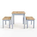 Livingandhome 3 Piece Modern Wood Dining Table and Benches Set
