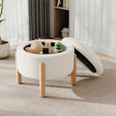 Livingandhome Upholstered Round Storage Ottoman Foot Rest