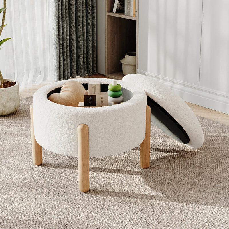 Livingandhome Upholstered Round Storage Ottoman Foot Rest