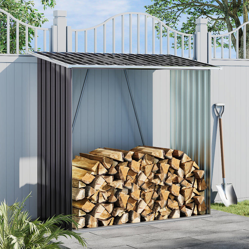 Breeins Garden Outdoor Metal Firewood Log Storage Shed
