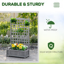 Outsunny Raised Garden Bed with Trellis Garden Planters Indoor Grey