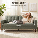HOMCOM 3 Seater Sofa with Button Tufting Wood Legs, Green