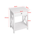 Livingandhome Stylish Bedside Table with X-Shaped Wooden Frame