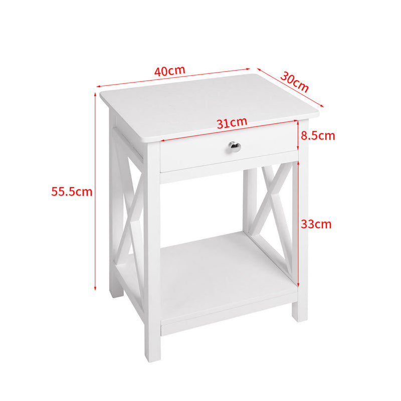 Livingandhome Stylish Bedside Table with X-Shaped Wooden Frame
