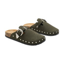 Closed-Toe Slip-On Mules Sandals - Dark Green