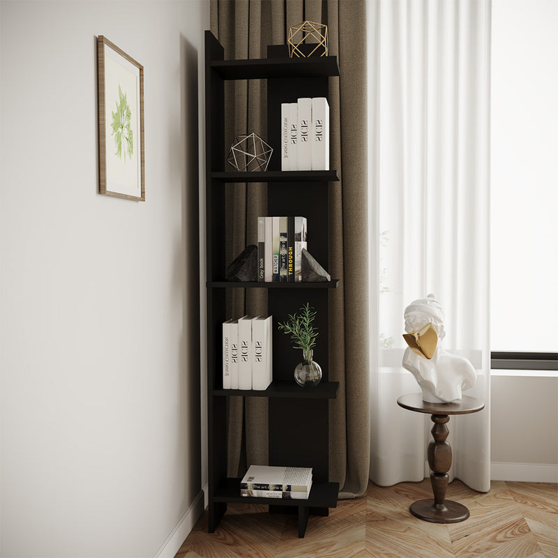 Livingandhome Industrial 5-Tier Corner Bookshelf Shelf Unit