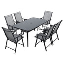 Breeins Outdoor Tempered Glass Garden Table With 6 Foldable Chairs