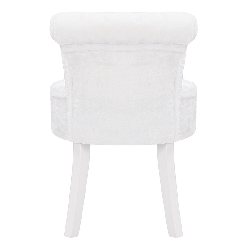 Livingandhome Modern Plush Upholstered Dressing Table Chair with White Legs