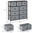 HOMCOM 9 Drawers Storage Chest Dresser Organizer Unit w/ Foldable Bin