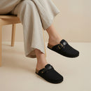 Closed-Toe Slip-On Mules Sandals - Black
