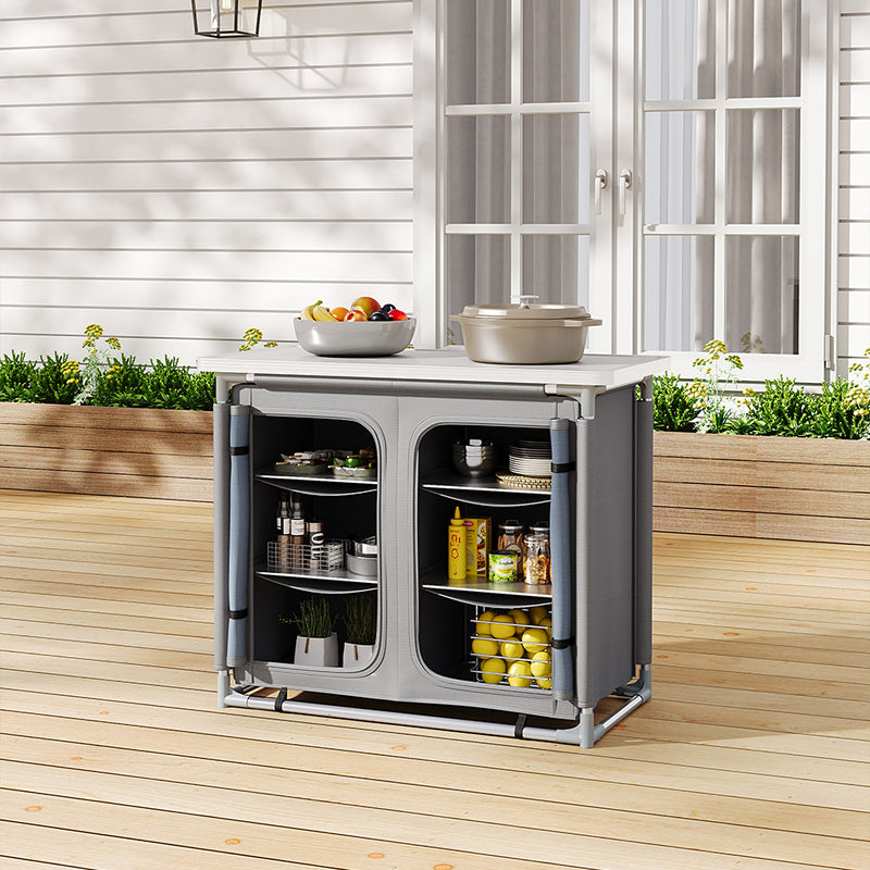 Breeins Camping Kitchen Table Portable Cabinet