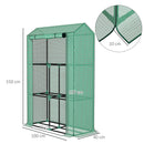 Outsunny 3 Tier Mini Greenhouse with PE Cover, Roll-Up Door, White