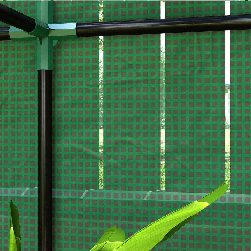 Outsunny 3 Tier Mini Greenhouse with PE Cover, Roll-Up Door, White