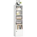HOMCOM Tall Bookcase, 6-Tier Bookshelf with 3 Adjustable Shelves, White