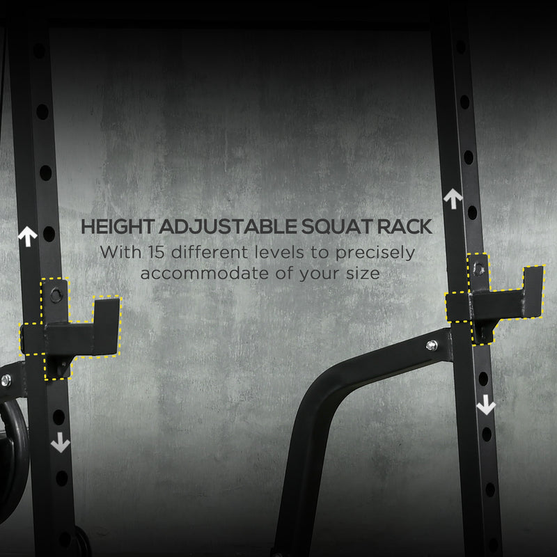 SPORTNOW Smith Machine Power Rack with Pull Up Bar, Lat Pull Down System