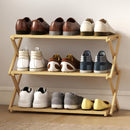 HOMCOM Bamboo Shoe Rack, Folding Shoe Shelf