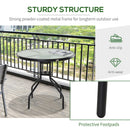 Outsunny Bistro Table  with Parasol Hole, Tempered Glass Top  80cm Diameter Black