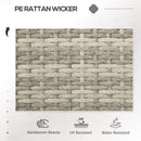 Outsunny Rattan Garden Bench w/ Glass Tea Table, Wicker Chair w/ Cushions