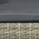 Outsunny Rattan Garden Bench w/ Glass Tea Table, Wicker Chair w/ Cushions