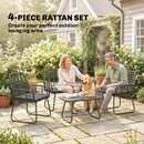 Outsunny Rattan Garden Furniture Set, 4 Piece Outdoor Patio Furniture