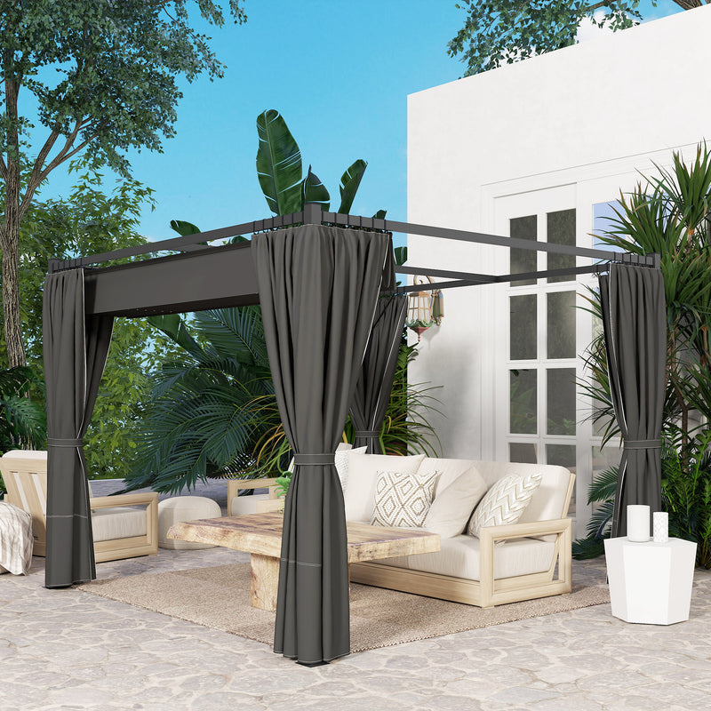 Outsunny 3 x 3(m) Pergola with Retractable Roof and Curtains