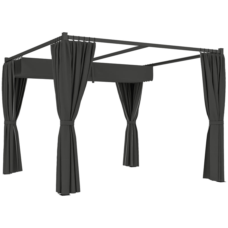 Outsunny 3 x 3(m) Pergola with Retractable Roof and Curtains