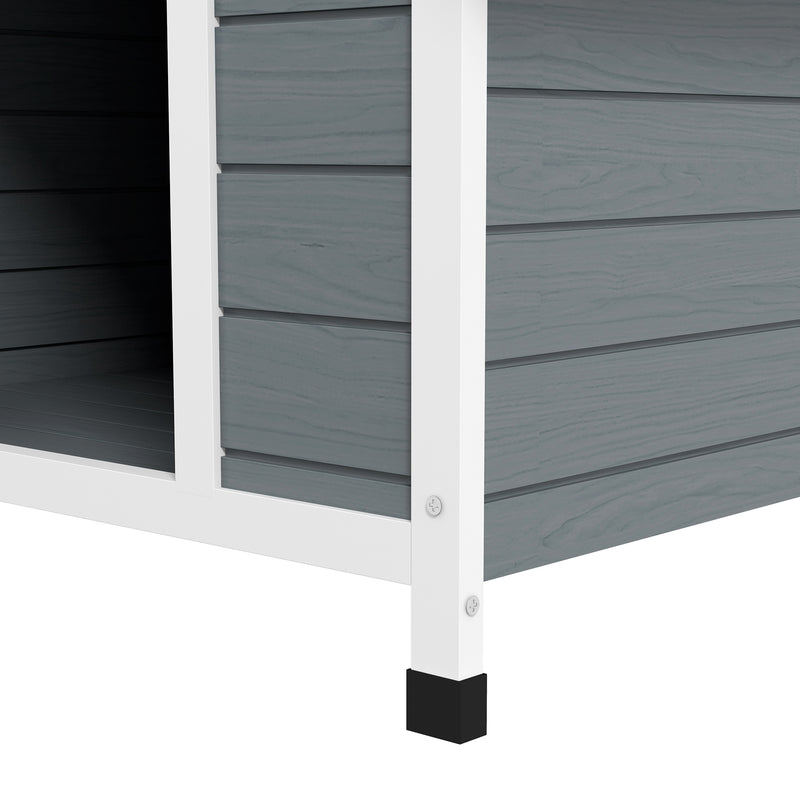 PawHut Dog Kennel Outdoor Dog House w/ Removable Floor, for Large Dogs, Grey