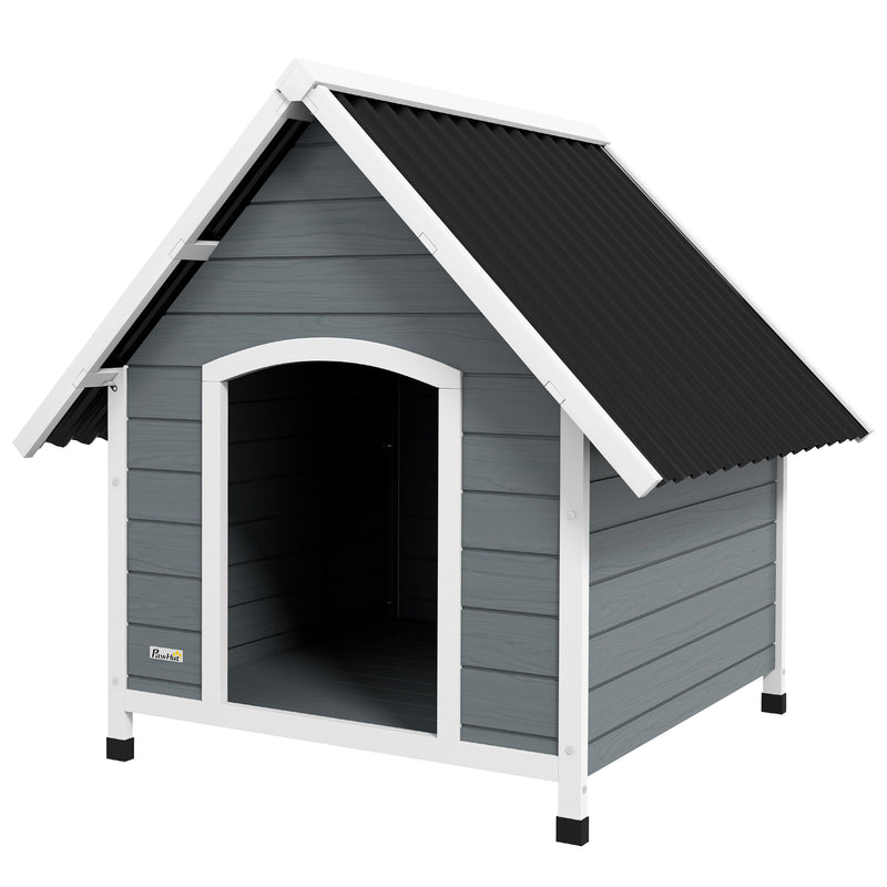PawHut Dog Kennel Outdoor Dog House w/ Removable Floor, for Large Dogs, Grey