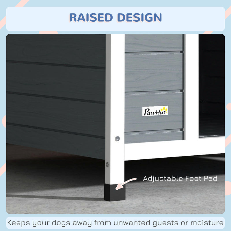 PawHut Dog Kennel Outdoor Dog House w/ Removable Floor, for Large Dogs, Grey