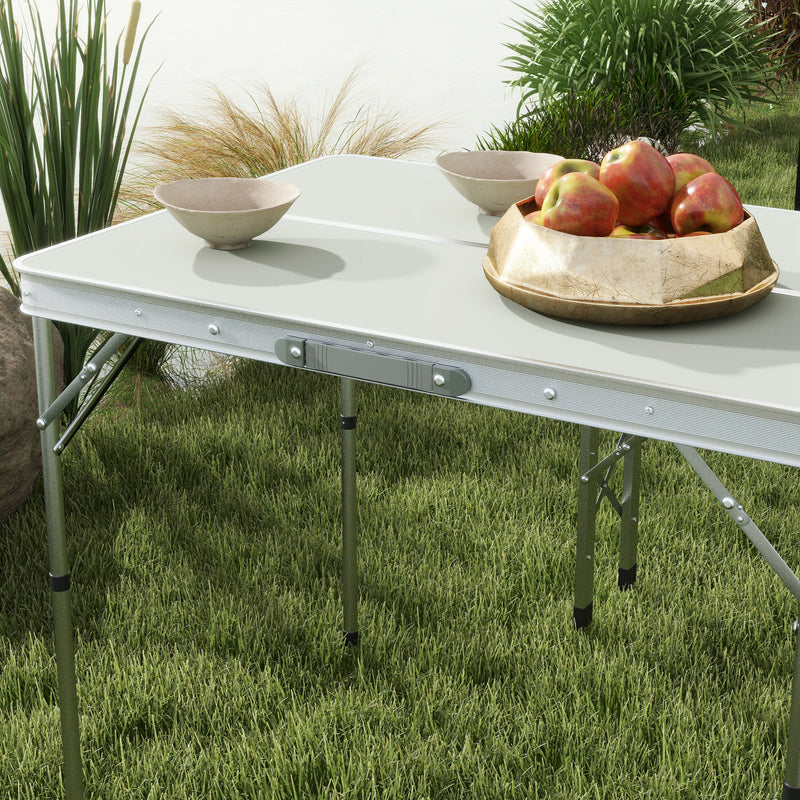 Outsunny Camping Picnic Table and 2 Benches Folding Aluminium Garden Table Set