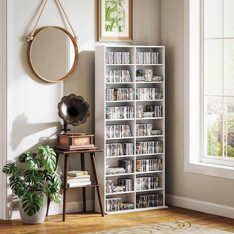 HOMCOM 640 CD Storage Unit 360 DVD Storage Tower W/ 18 Compartments