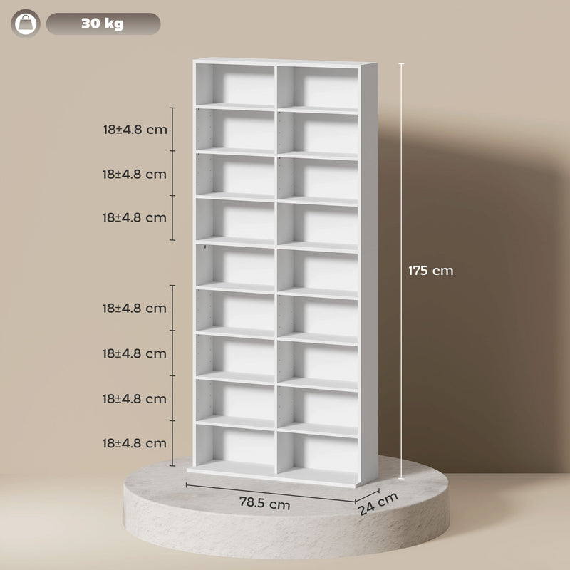 HOMCOM 640 CD Storage Unit 360 DVD Storage Tower W/ 18 Compartments