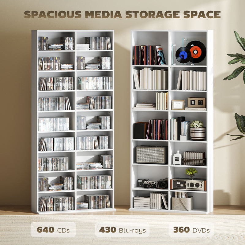 HOMCOM 640 CD Storage Unit 360 DVD Storage Tower W/ 18 Compartments
