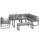 Outsunny 9 Seater Outdoor Corner Sofa Set with Wide and Deep Seats
